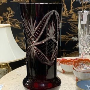 Cut to clear.  Red Glass. 12 ‘ tall